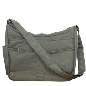 Lug Frommers Flyer Crossbody Messenger Zip Bag Gray Nylon Bottle Holder Travel